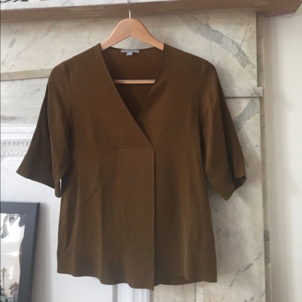 New COS tailored surplice faux wrap v-neck empire waist relaxed popover blouse